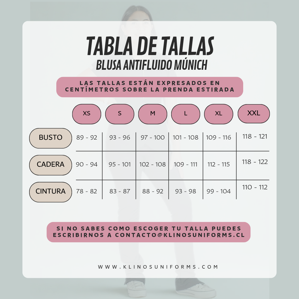 Tabla de tallas blusa Antifluidos Múnich.webp